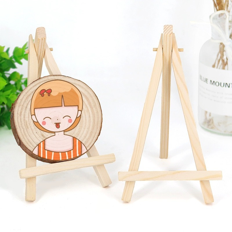 Solid Wood Triangle Easel Display Stand Mini Pine Desktop Stand Tripod Wooden Sign Small Stand Picture Frame