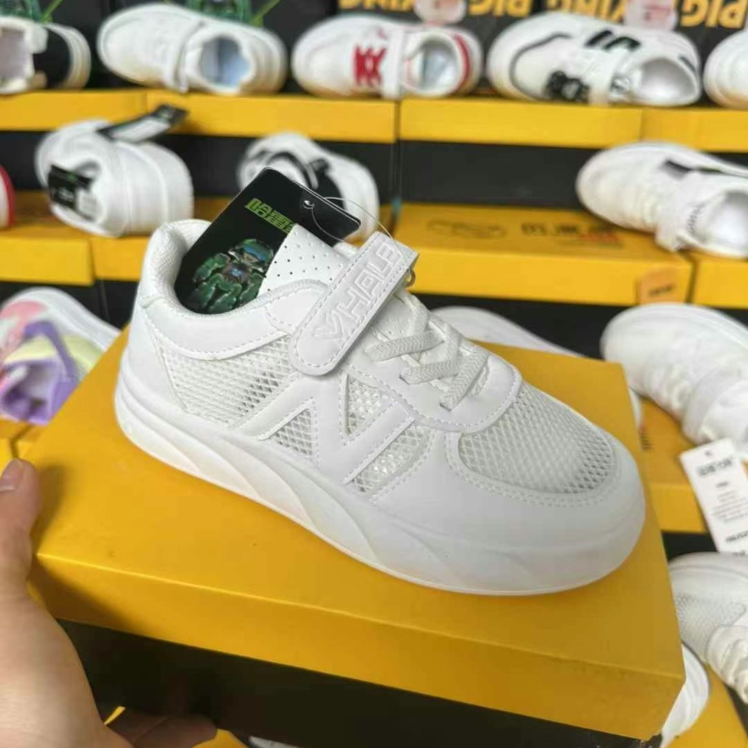 2024 Spring Children's Casual Shoes Brand Clearance Stock Assorted Models Faux Leather White Shoes End-Of-Stock Inventory