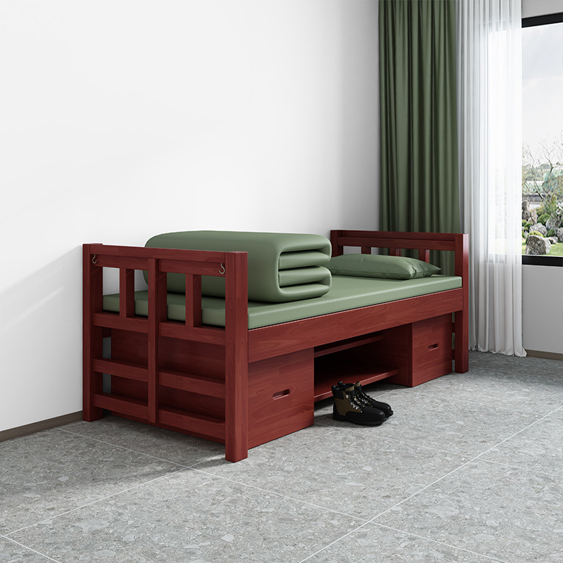 Standard Single Person Solid Wood Bed Thickened Bed Customized 14 Standard Combination Barracks Furniture Engineering Customized Military Training