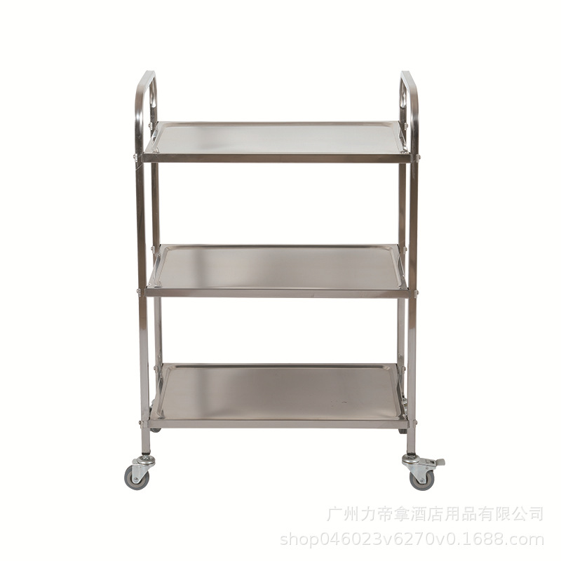 Stainless steel three-layer square tube trolley hotpot restaurant delivery cart
