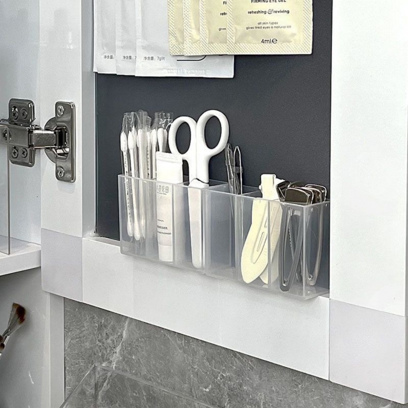 Wall-mounted Divided Box Mirror Cabinet Storage Punch-free Lipstick Storage Wall-mounted Chalk Desktop Transparent Storage Rack