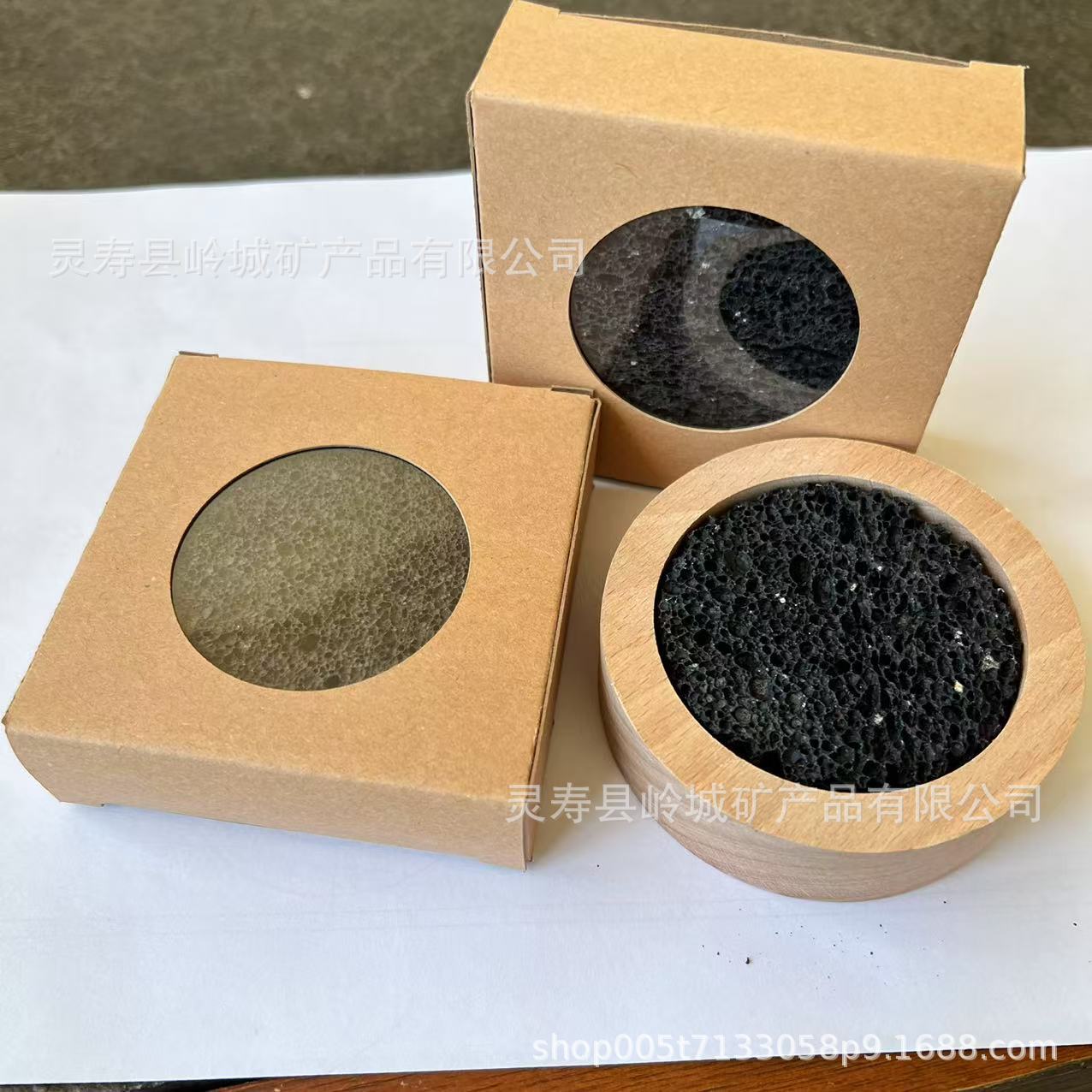 Black Volcanic Rock Aromatherapy Stone Disc Household Bathroom Aromatherapy Stone Diffuser Stone Wooden Box Set Wholesale
