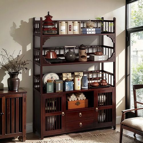 Шкаф для чая в новом китайском стиле, многоуровневый чайный шкаф, витрина для чайных наборов
