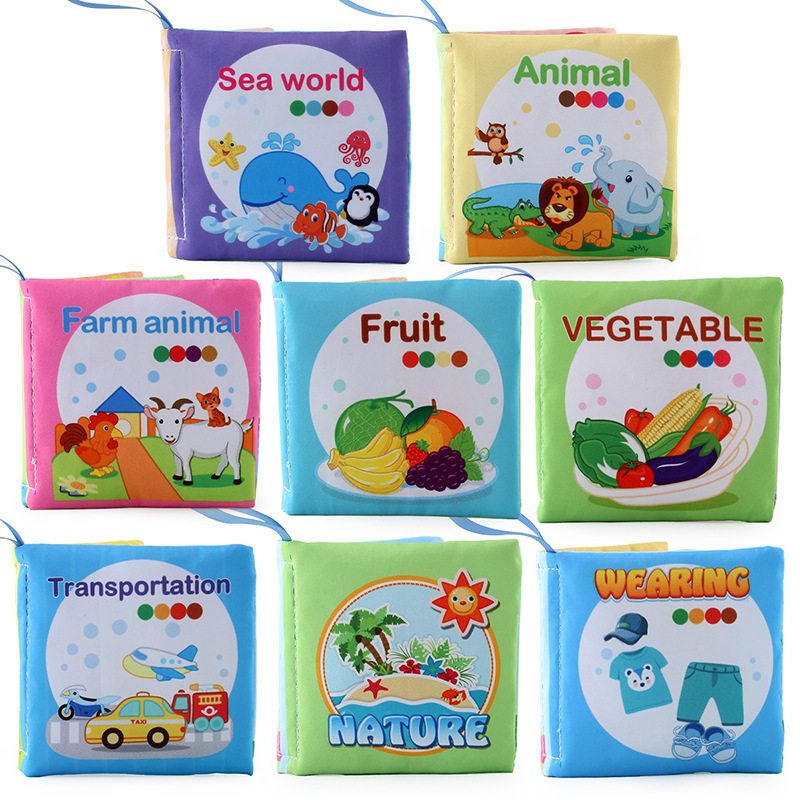 Enlightenment early education baby cloth book English Palm Book animal traffic fruit ocean tear-free paper Foreign trade Wholesale