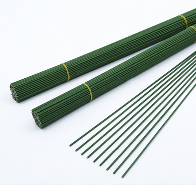 Artificial Flower Branch coated with glue No. 2 flower pole 40cm green wire pole flower arrangement flower pole DIY rose bouquet special flower pole