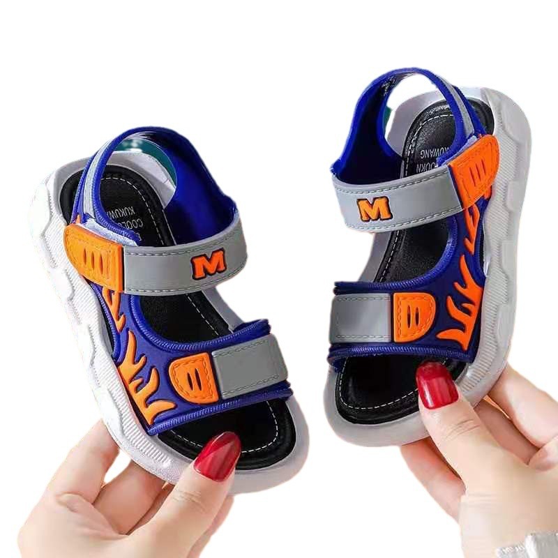 Home children's sandals summer new imitation leather casual Primary School students soft bottom Beach Boys sandals stall wholesale