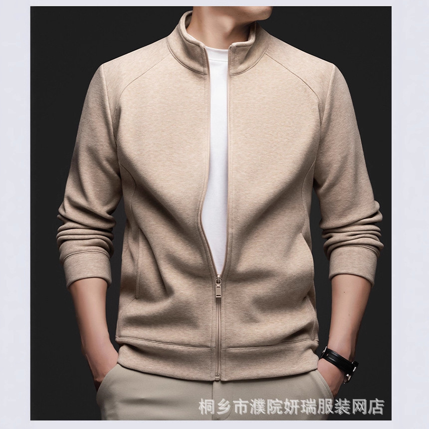Sweatshirt Jacket 2025 New Autum Style Young and Middle-Aged Casual Pure Color Jacket Zipper Pure Color Cardigan for Men
