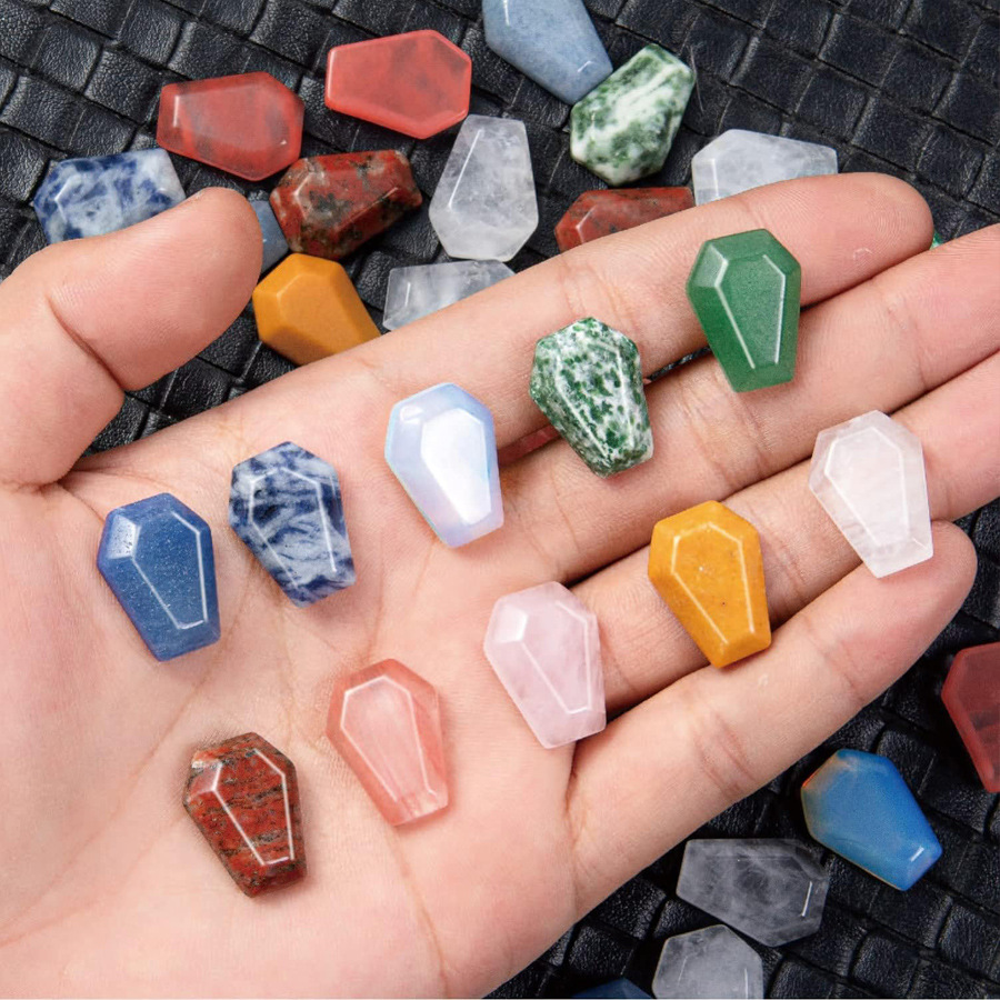 Amazon Cross-border Natural Crystal Agate Mini Coffin Board Ornaments Semi-precious Stone Small Plate Halloween Decorations