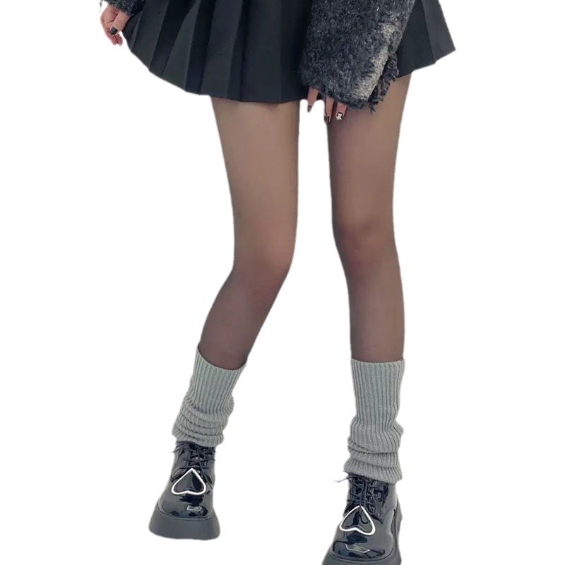 Knitted jk socks women's white long calf socks leg cover autumn and winter warm pile socks Lolita ins fashion