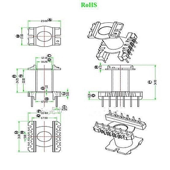 ER2834 transformer skeleton Bakelite skeleton ER28 high frequency skeleton vertical magnetic core transformer electronic skeleton