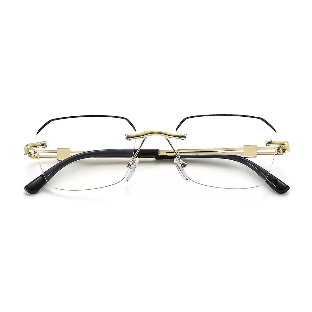 New frameless cut border blue light reading glasses trembles the same fashion middle-aged and old age show young high-definition reading glasses