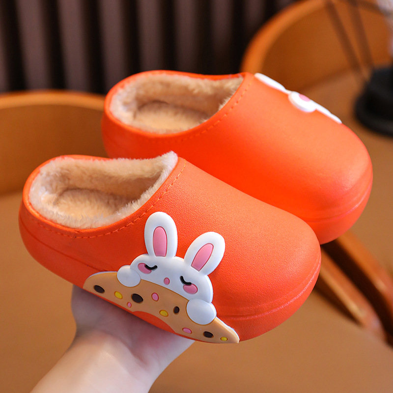 Children's Slippers Winter Boys and Girls Cute Warm Cotton Shoes Waterproof Non-Slip Home Furry Children's Cotton Slippers