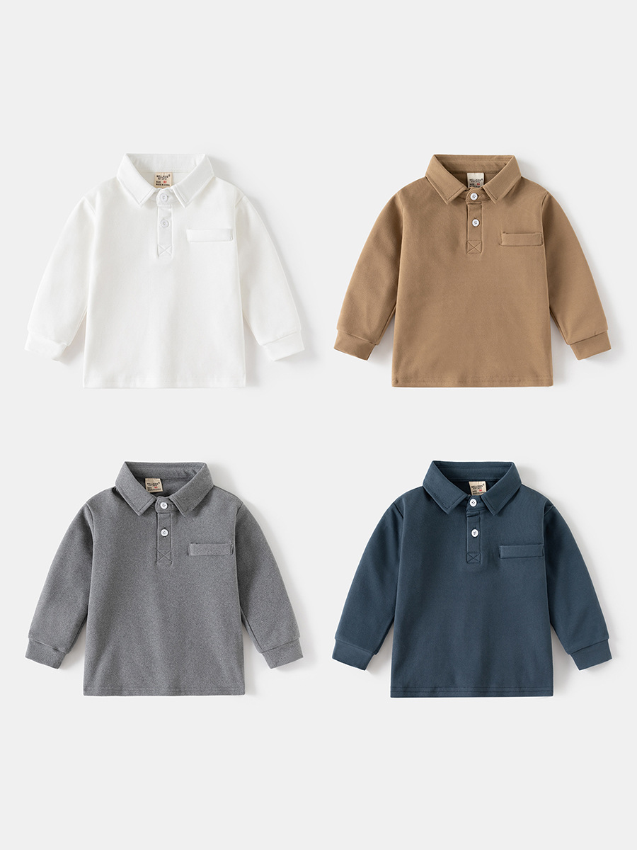 Children's POLO shirt 2024 new boys lapel thick long sleeve T Korean baby autumn coat children's clothing wholesale