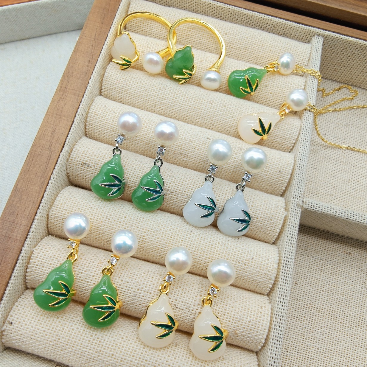 2025 New Style Fulu Natural Freshwater Pearl Gourd Earrings, Pendant, Ring, New Chinese Style, Suitable for Cheongsam and Hanfu