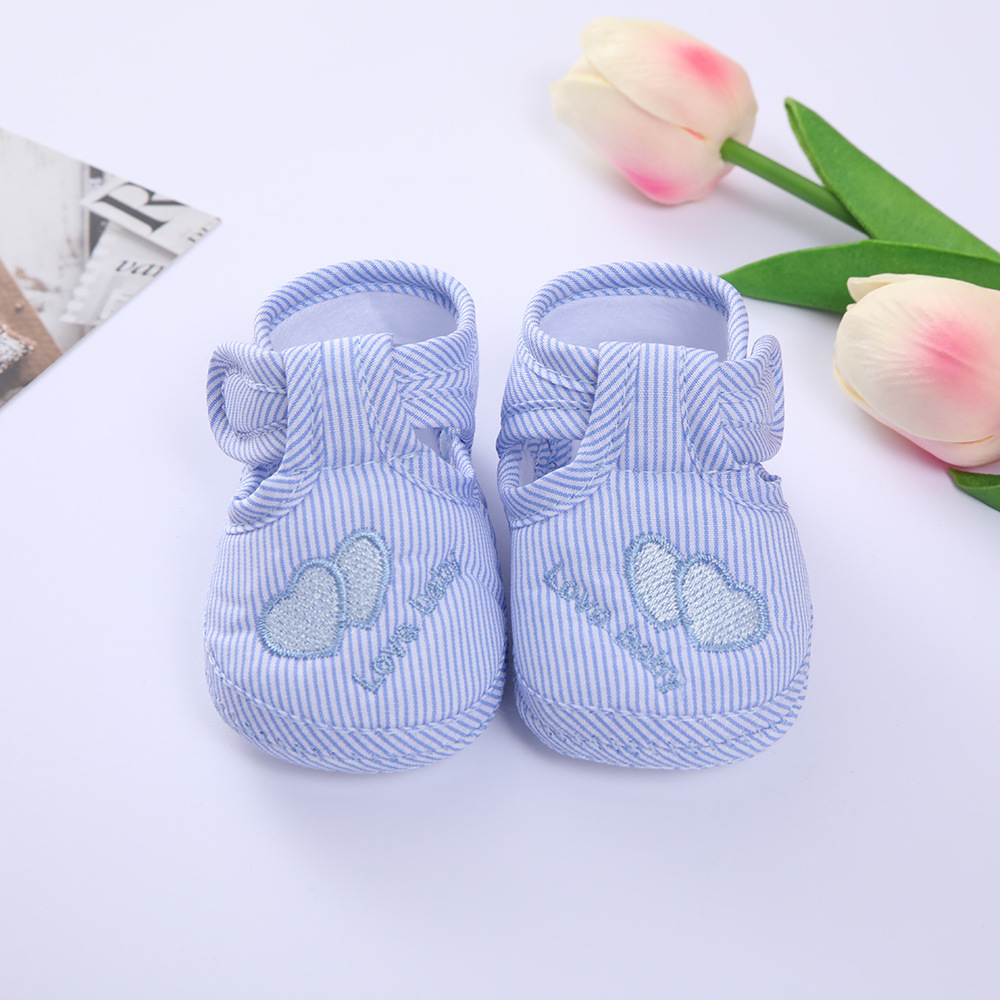 Classic Double Heart Spring and Autumn Men's and Women's Baby Shoes 0-1 Years Old Soft Bottom Toddler Shoes 3-6-9 Years Old Baby Step Front Shoes