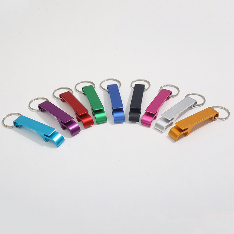 Ready-made Creative Aluminum Alloy Beer Bottle Opener Keychain Bottle Opener Advertising Small Gift Printed logo