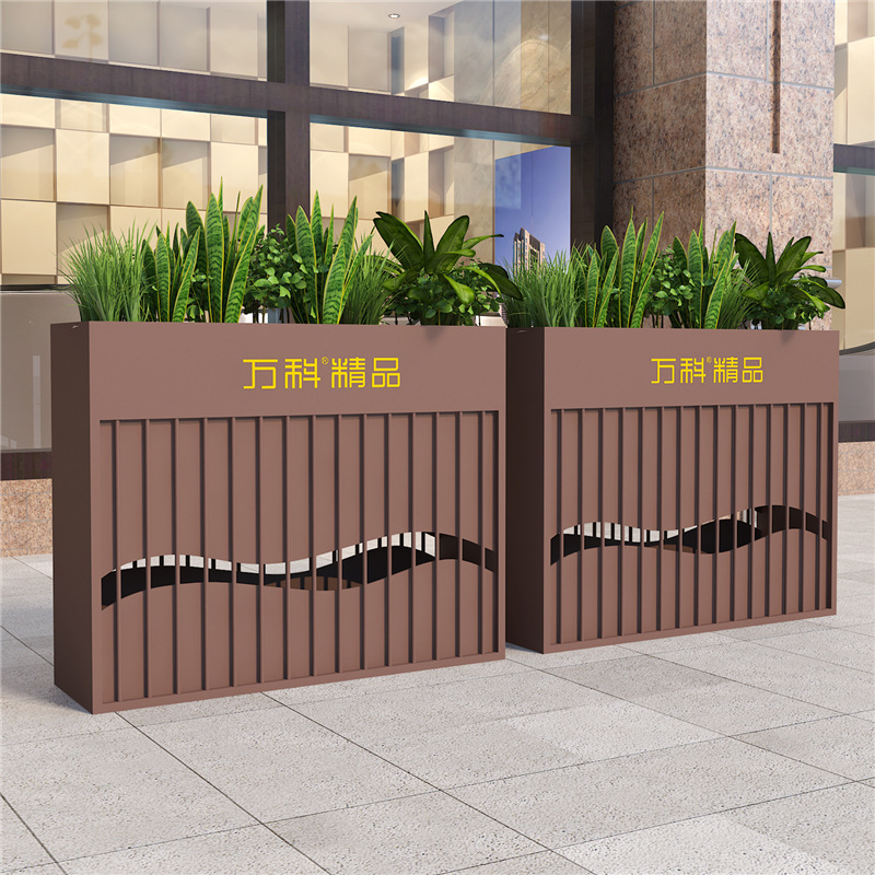 Outdoor stainless steel wrought iron municipal flower box planting box outdoor milk tea shop with partition fence square courtyard flower bed