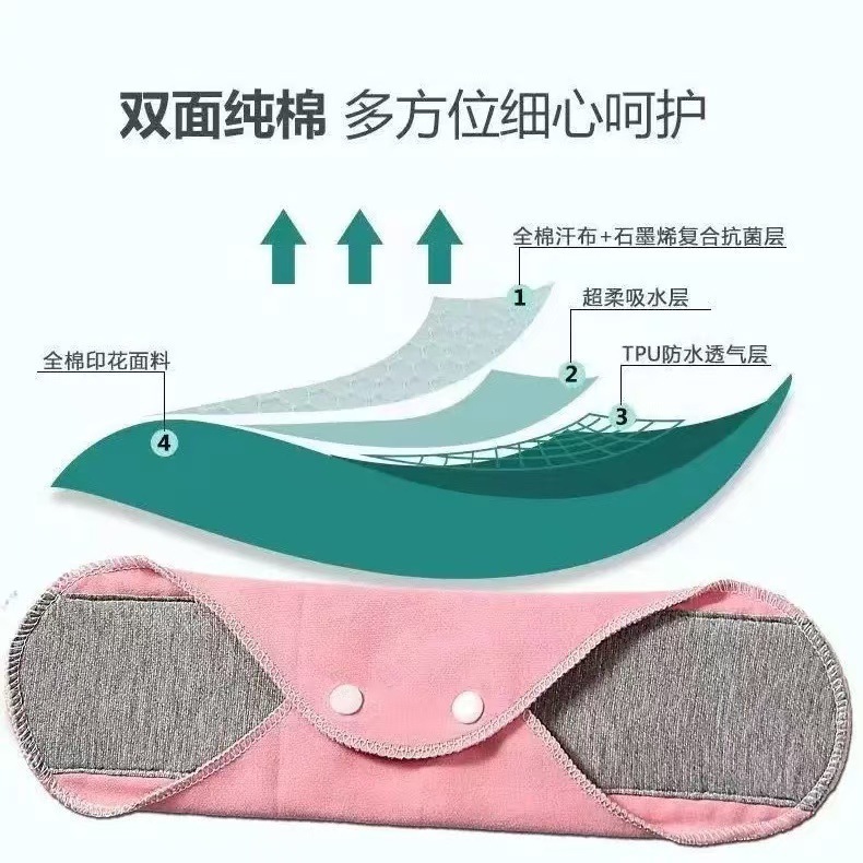 Pure Cotton Pads for the Elderly, Anti-Leakage Pads, Graphene Sanitary Napkins, Breathable, Washable, Anti-Leakage Pads for Women's Underwear