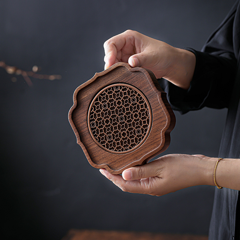 Black Walnut Wooden Tea Tray Household Small Solid Wood Tea Tray Pot Cushion High-end New Chinese-style Tea Set Pot Bearing Dry Brew Table