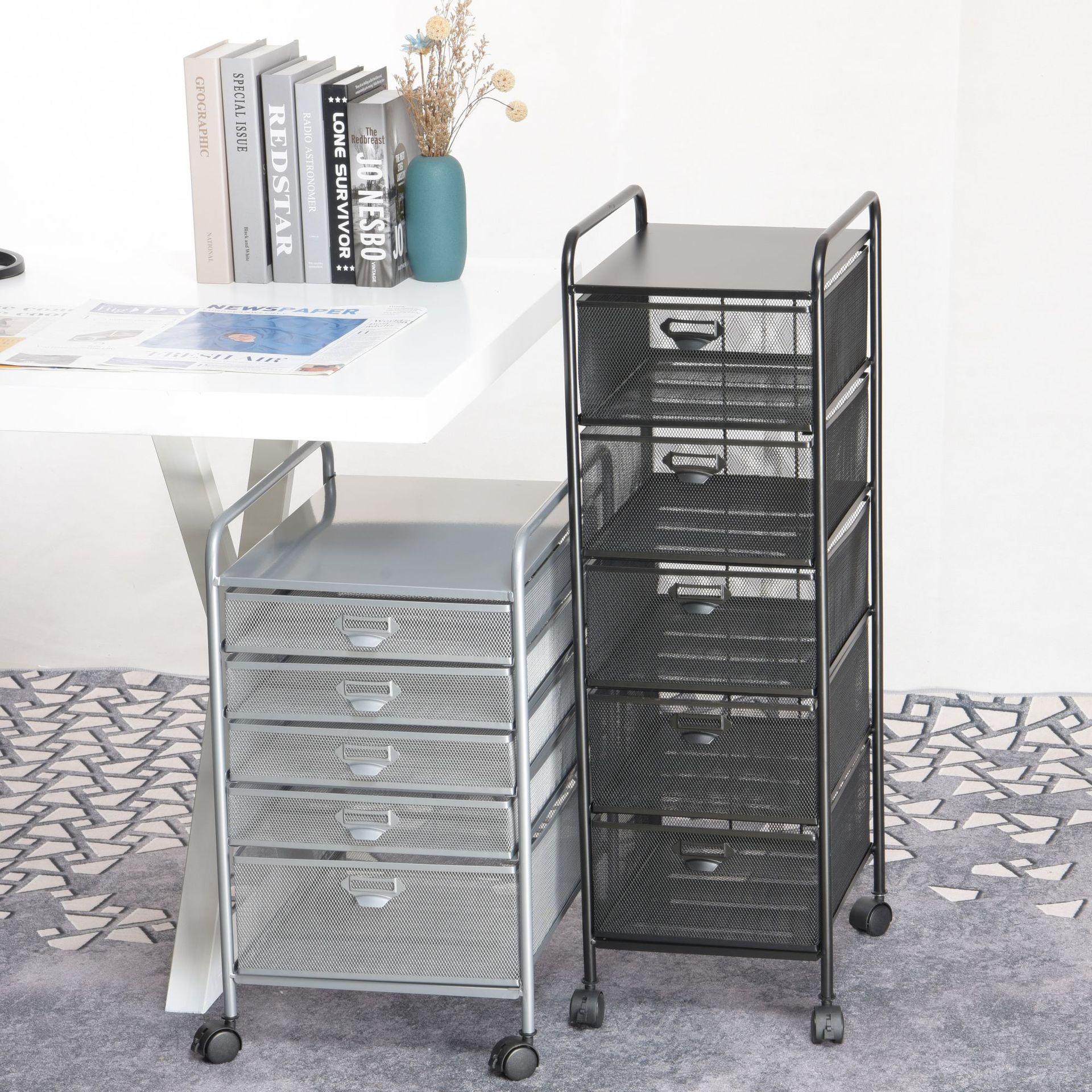 Factory Custom-Made Steel Storage Large-Capacity Multi-Functional Detachable A3 Trolley Storage Rack Metal A4