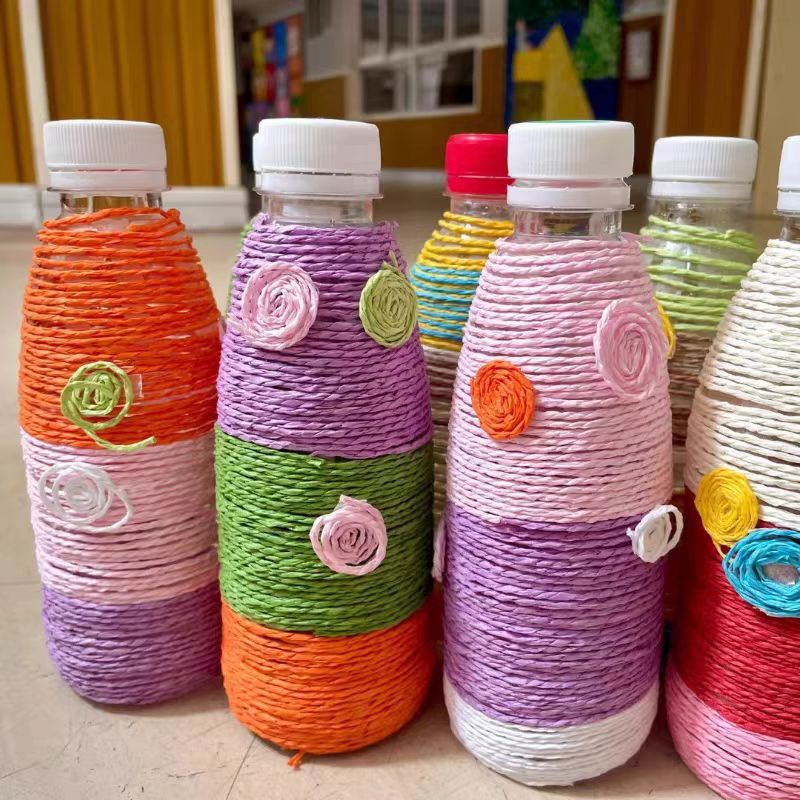 Kindergarten Hand-Woven Area Material Package Classroom Art Area DIY Colorfulful Paper Rope Vase Creative Ornaments Decoration