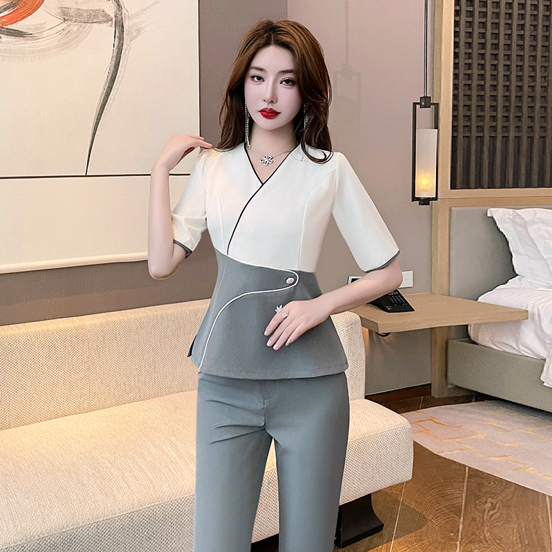 New beautician work clothes Pedicure Foot massage technician clothes 2023 autumn and winter New trousers suit M263