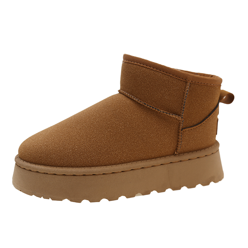 Women's Snow Boots with Plush Lining, Thickened for Warmth, Winter Non-Slip Waterproof Boots, Popular Outdoor Mid-Calf Thick-Soled Women's Cotton Shoes