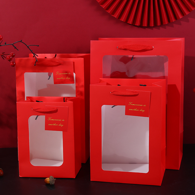 Transparent Gift Bag, Window Gift Bag, Souvenir Bag, Holiday Flower Packaging Bag, Bouquet Handbag, Gift Box