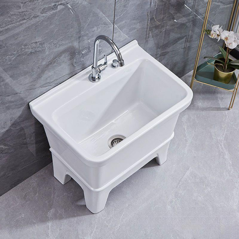 Large Ceramic Mop Holder with Legs for Balcony, Floor-Standing Household Bathroom Small Mop Holder