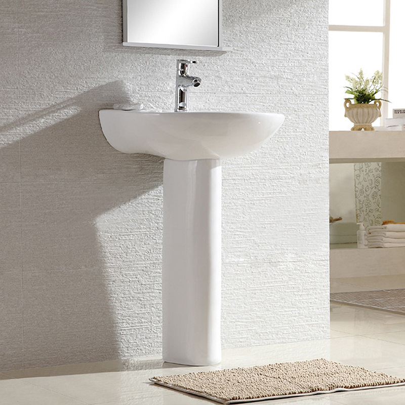 Column Basin Moon-Shaped Column Wash Basin Manufacturer Direct Sales Export Type Ceramic Column Basin Jin Baisheng Bathroom 3014