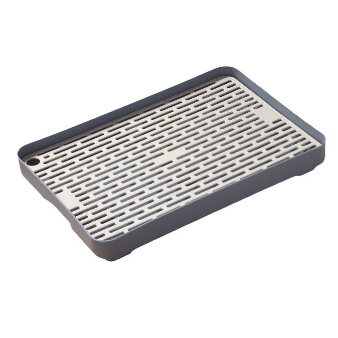 Double-Layer Plastic Drain Tray Household Drain Tray Tea Tray Storage Rack Bowl Chopsticks Tea Cup Rectangular Storage
