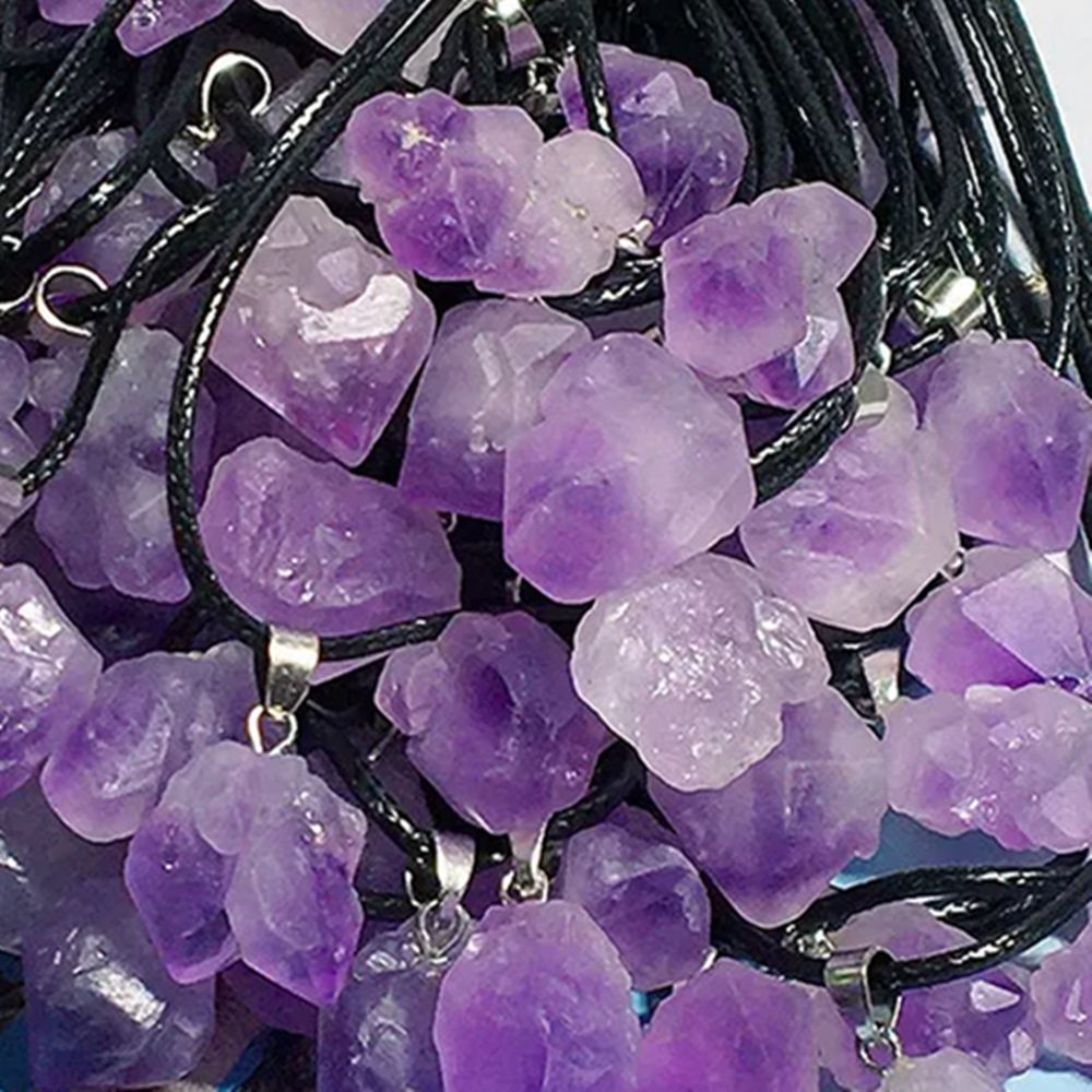 Natural Crystal Pendant Amethyst Necklace Women's Fantasy Lavender Original Stone Pendant Jewelry Gift