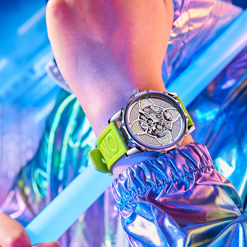 Cross-border New Automatic Mechanical Watch Men's ONOLA/Aolona Fashion Multi-color Silicone Tape Waterproof Watch