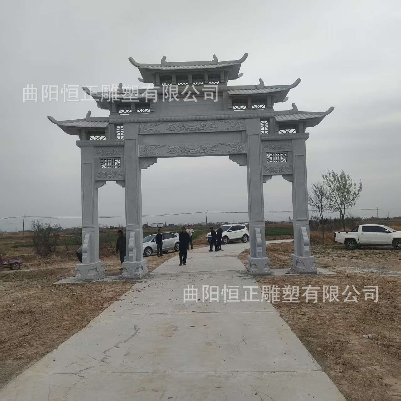 Stone Carved Archway, White Marble Household Gate, Granite Antique Building, Marble Village Entrance Handmade
