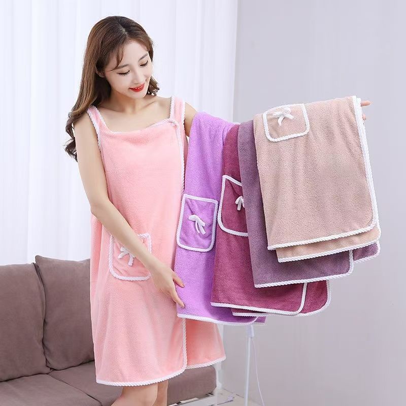 Bath Skirt Women's Wearable Bath Skirt Bathrobe Bath Towel Skirt Wearable Vest Large Bath Towel Absorbent Soft Adult Bath Skirt