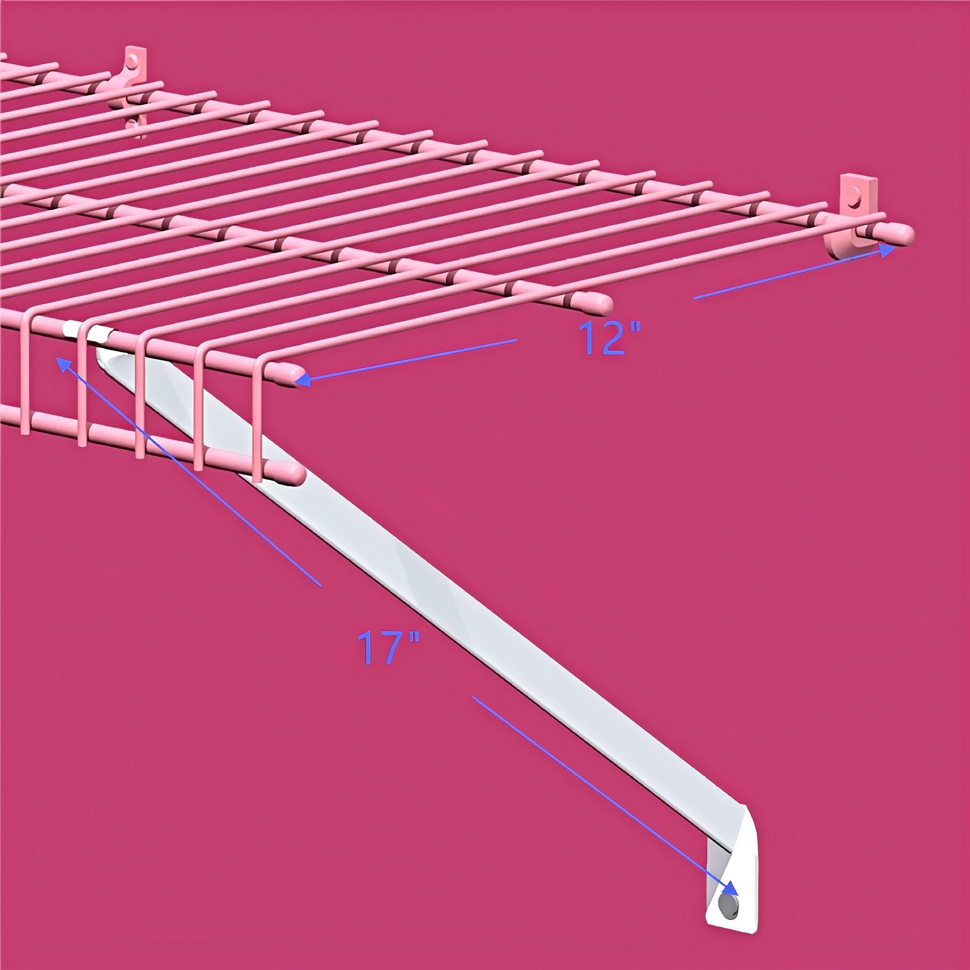 RV房车配件 17"与20.5"金属支架 承重支托用于支承网板层板(白色)