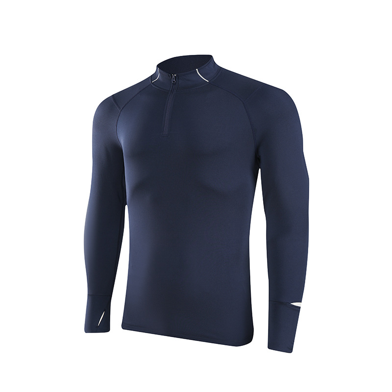 Autumn and Winter Men's Sports High-Neck Long-Sleeved Running Fitness Training Clothes High-Elastic Tight Half-Zip Quick-Drying Stand-Up Collar Clothes