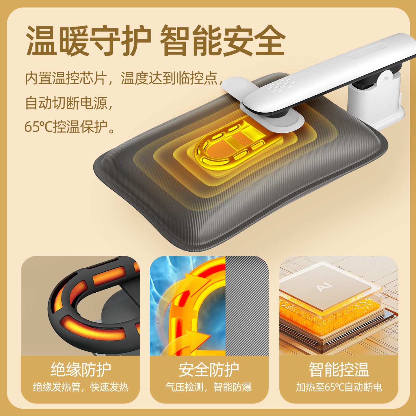 New Creative Cartoon Hot Water Bottle Rechargeable Explosion-Proof Electric Hot Water Bottle National Standard Double Plug-In Rechargeable Hot Water Bottle Wholesale