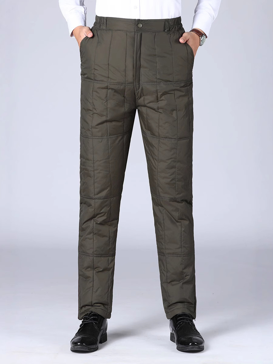 Winter new middle-aged and elderly down trousers men's inside and outside wear high waist padded warm windproof trousers factory direct sales