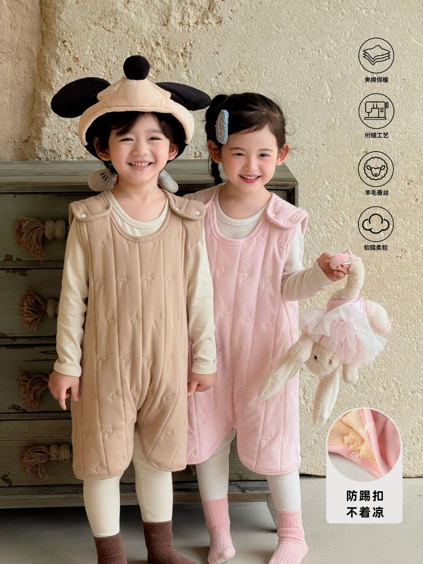 New Baby Warm Sleeping Bag Kidsren's Autumn and Winter Pajamas Category a Girls Cotton Boys Jumpsuits Baby Home Clothes