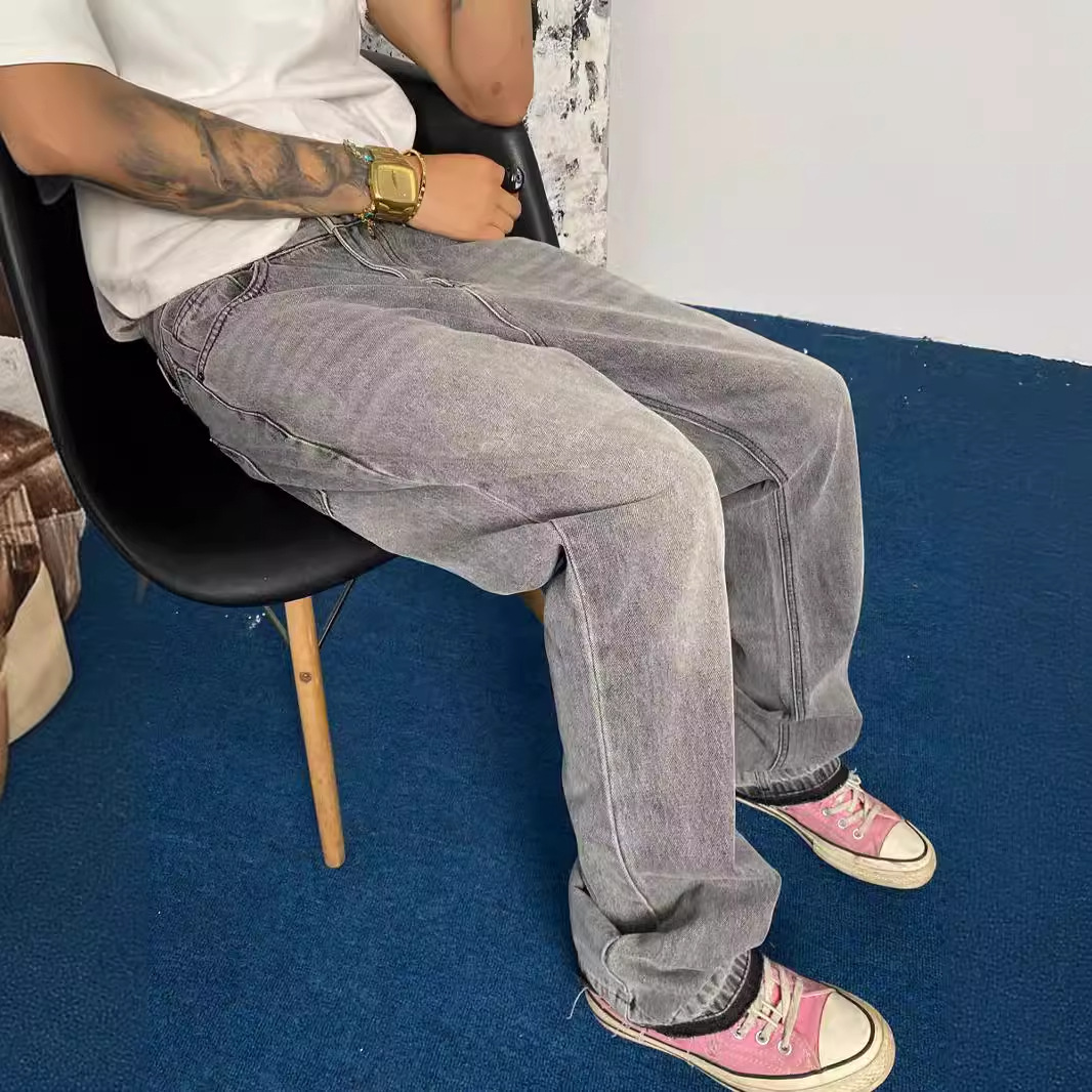 RDT Men's | American Smoke Grey Tassel 507 Retro Cement Grey Pants cleanfit Jeans