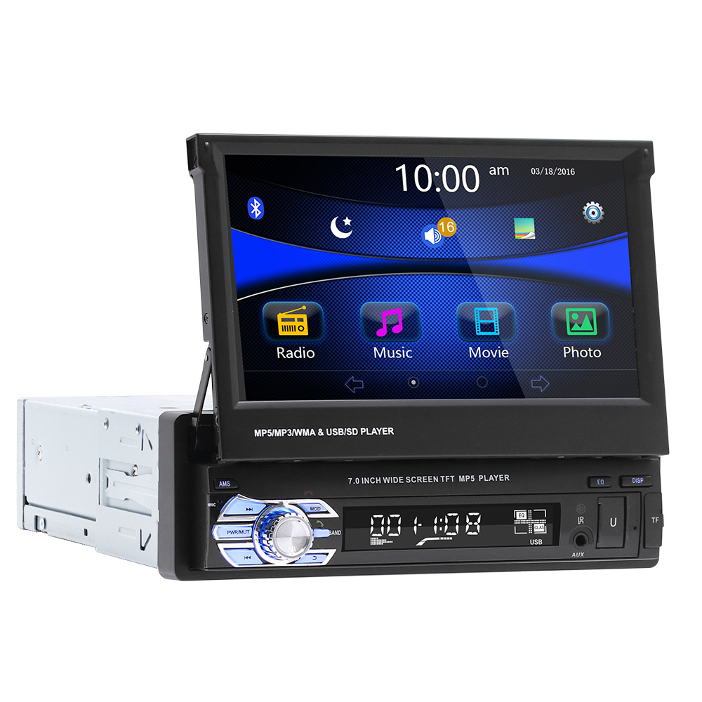 9601 Telescopic 7inch Car Mp5 Card Player Bluetooth Call Reverse Priority with Mp3 Radio