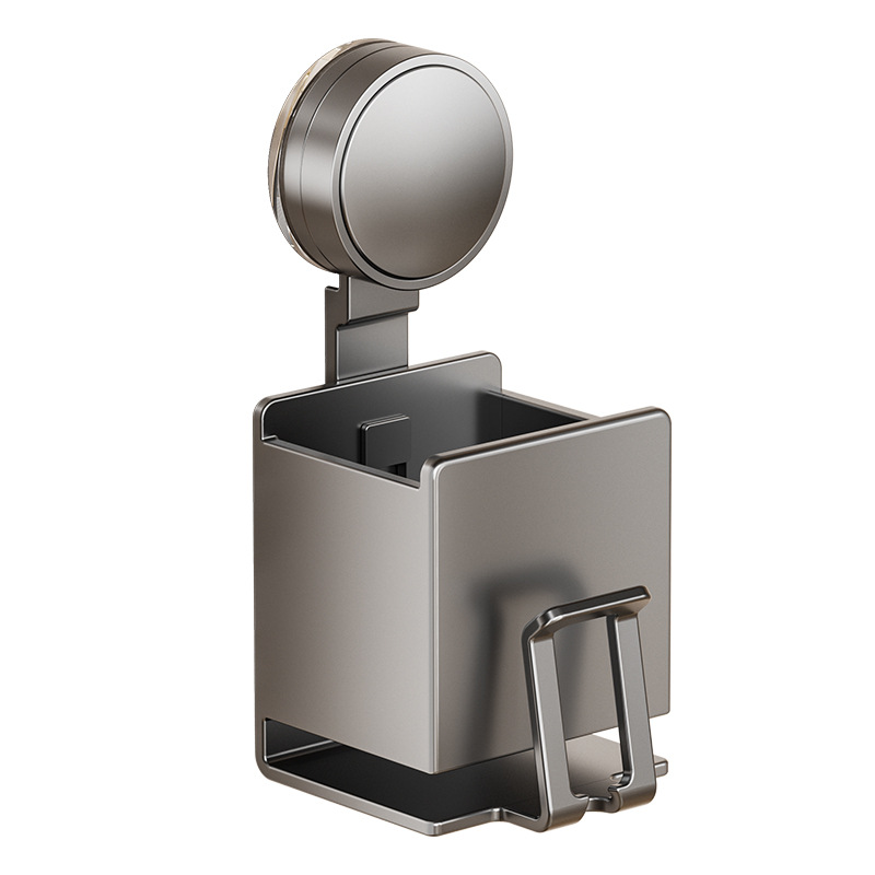 Suction Cup Single Toothbrush Storage Rack Bathroom Wall Hanging Mouthwash Cup Hanger Space Aluminum Punch-Free Electric Toothbrush Holter