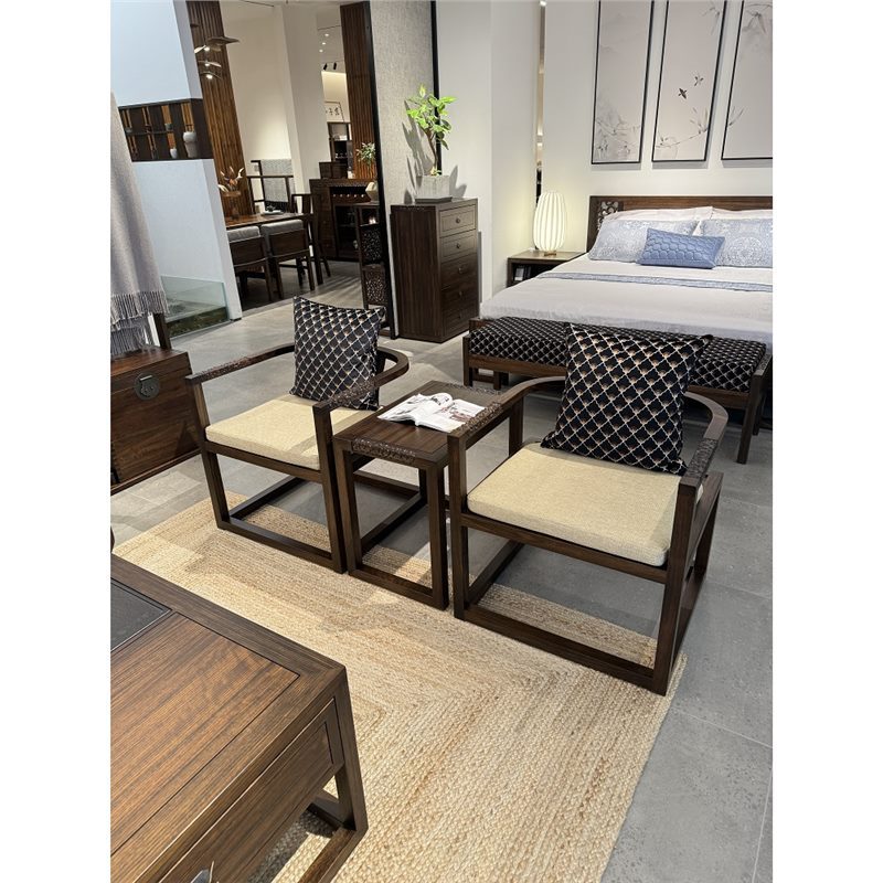 New Chinese Style Solid Wood Sofa Combination Luohan Bed Ming Style Living Room Home Small Apartment Zen Bed Couch Ebony Wood Furniture