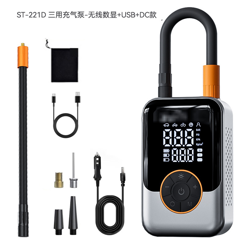 Car Inflator Wireless Portable High Pressure Electric Inflator Car Inflator Tire Tire Pressure Measurement Double Screen