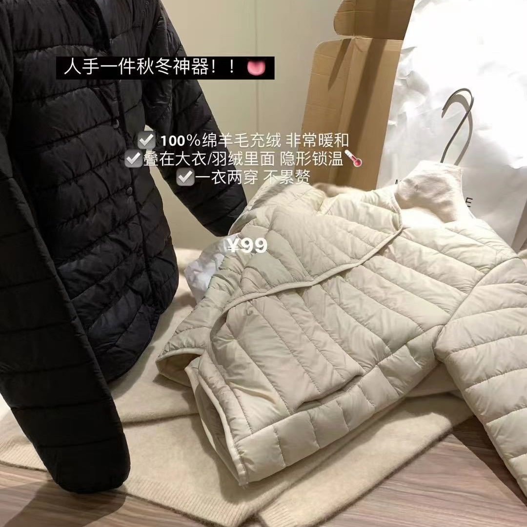 Metwo down Cotton Inner Lining Autumn and Winter Essential Layering Comfortable Warm Skin-Friendly Windproof down Cotton Top for Women