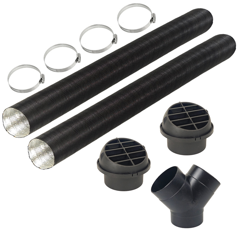 75mm diesel heater Y type 3 outlet connectors and 2 air outlets and 2 pipeline tubes warm black