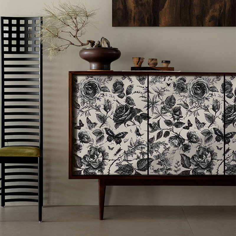 Rose Cabinet Stickers Self-Adhesive Renovation High-End Wardrobe Stickers to Hide Ugly Non-Transparent Thickeneded Waterproof Old Furniture Film