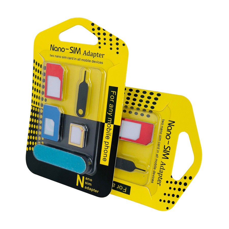 Five-In-One Sim Reduction Card Holder Metal Mobile Phone Card Holder Small Card to Large Card Sim Card Holder Reducer Card Holder Wholesale