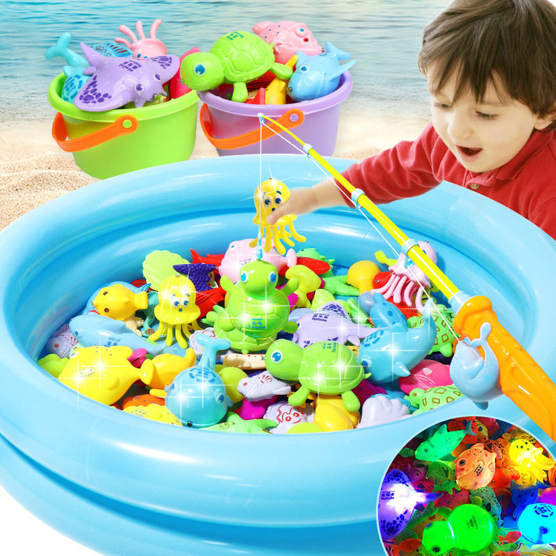 Cross-Border Fishing Toys Children's Fishing Rods for Boys and Girls Aged 1-3.5 Years, Magnetic Fish Pond Set Wholesale
